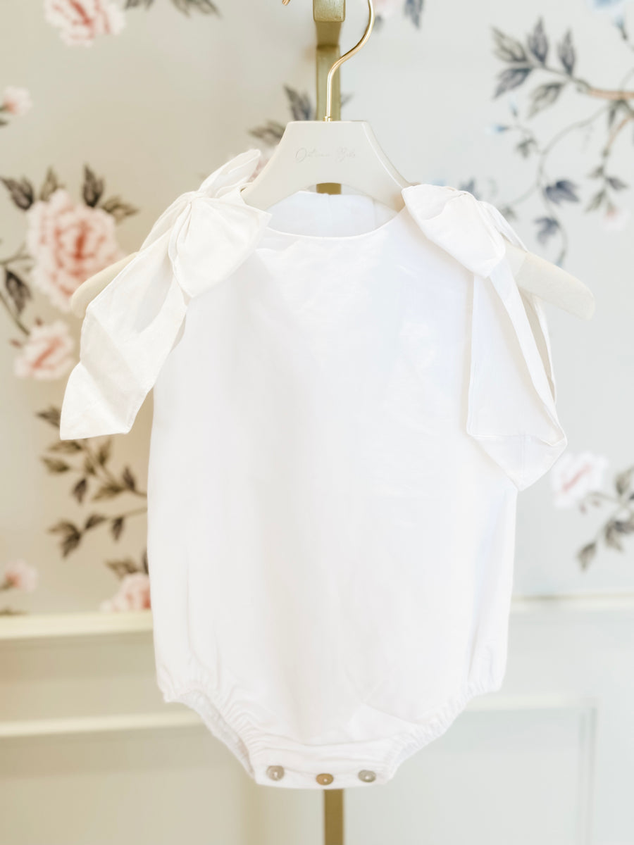 BABY - Cordel White Double Bow Romper