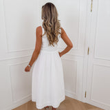 White Cilia Collar Broderie Trim Dress