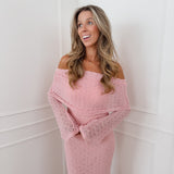 Pink Off Shoulder Voiletta Dress