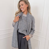 Blue Cream Striped Sweater Set