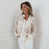 Crème Multiple Butterfly Blouse
