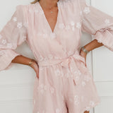 Light Pink Flower Sequin Rowena Playsuit