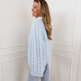 Light Blue Cable Oversized Sweater
