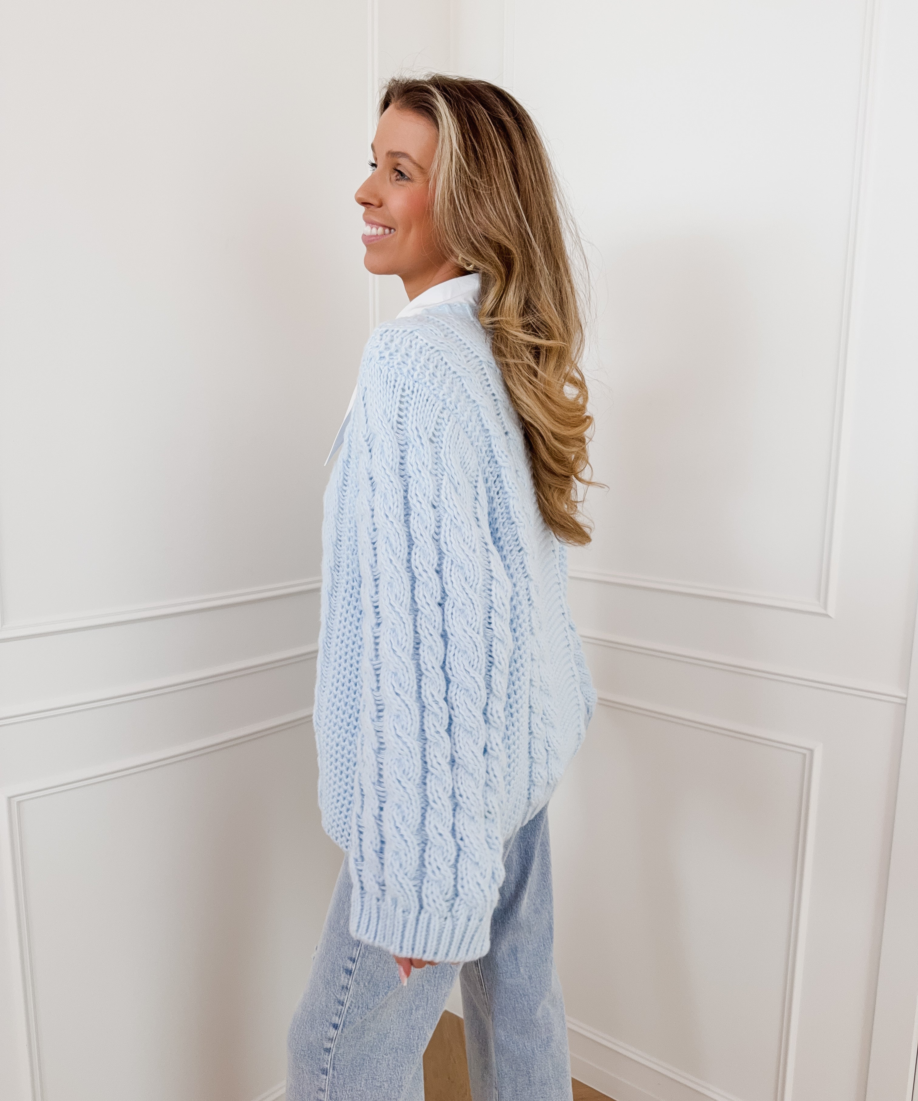 Light Blue Cable Oversized Sweater