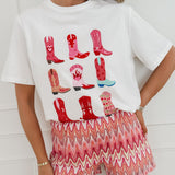 White Pink Cowboy Boots T-Shirt