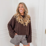 Brown White Sparkle Herringbone Short