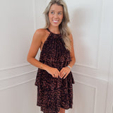 Dark Brown Gloriana Sequin Layered Dress