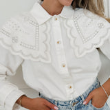 Cream Miliana Embroidery Cape Jacket
