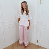 Light Pink Glenice Lace Detailled Satin Trouser