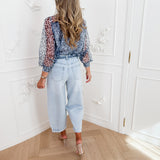 Blue Panther Bow Blouse