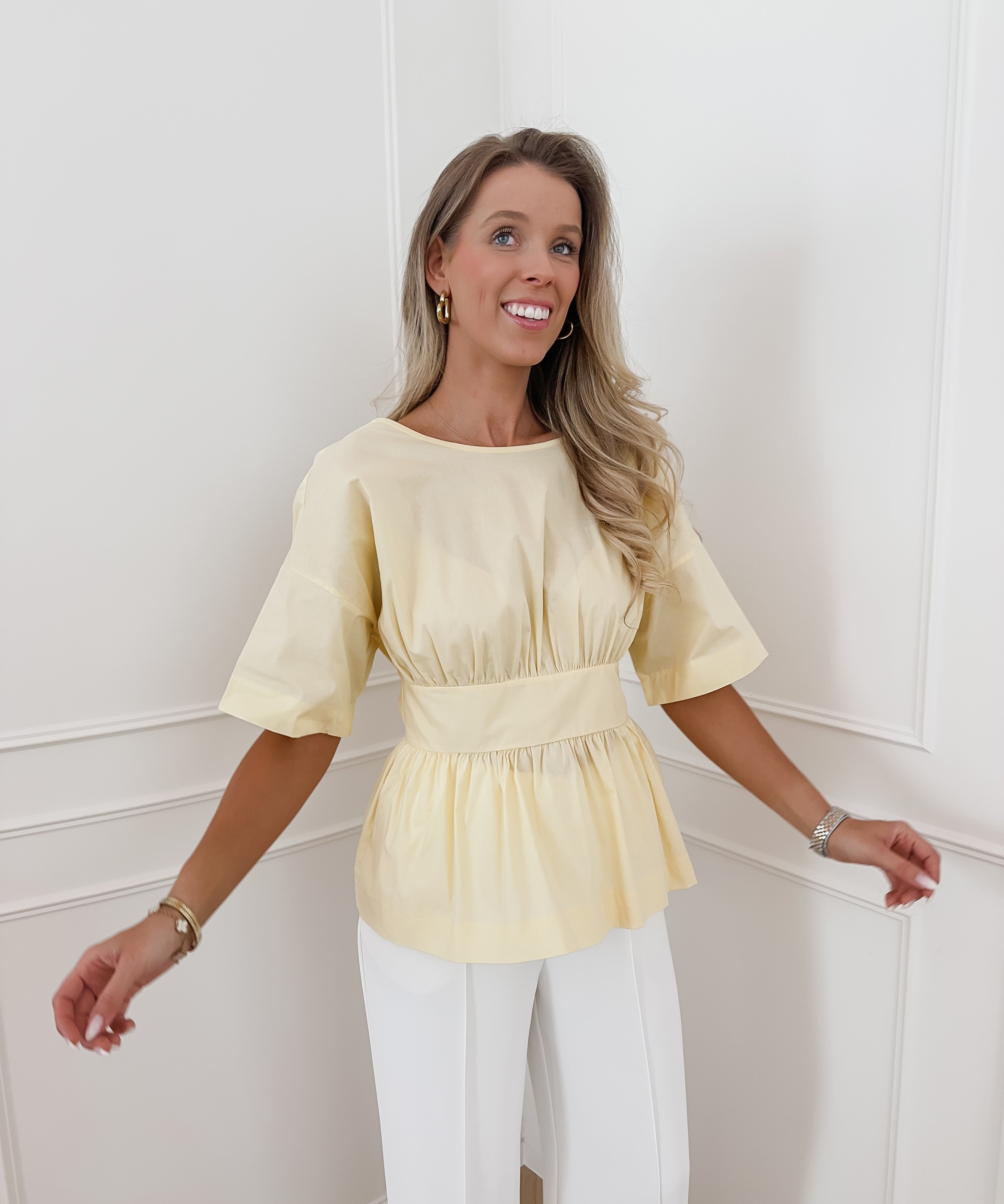 Yellow Open Back Bow Top