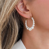 Golden Pearl Hoop Earrings