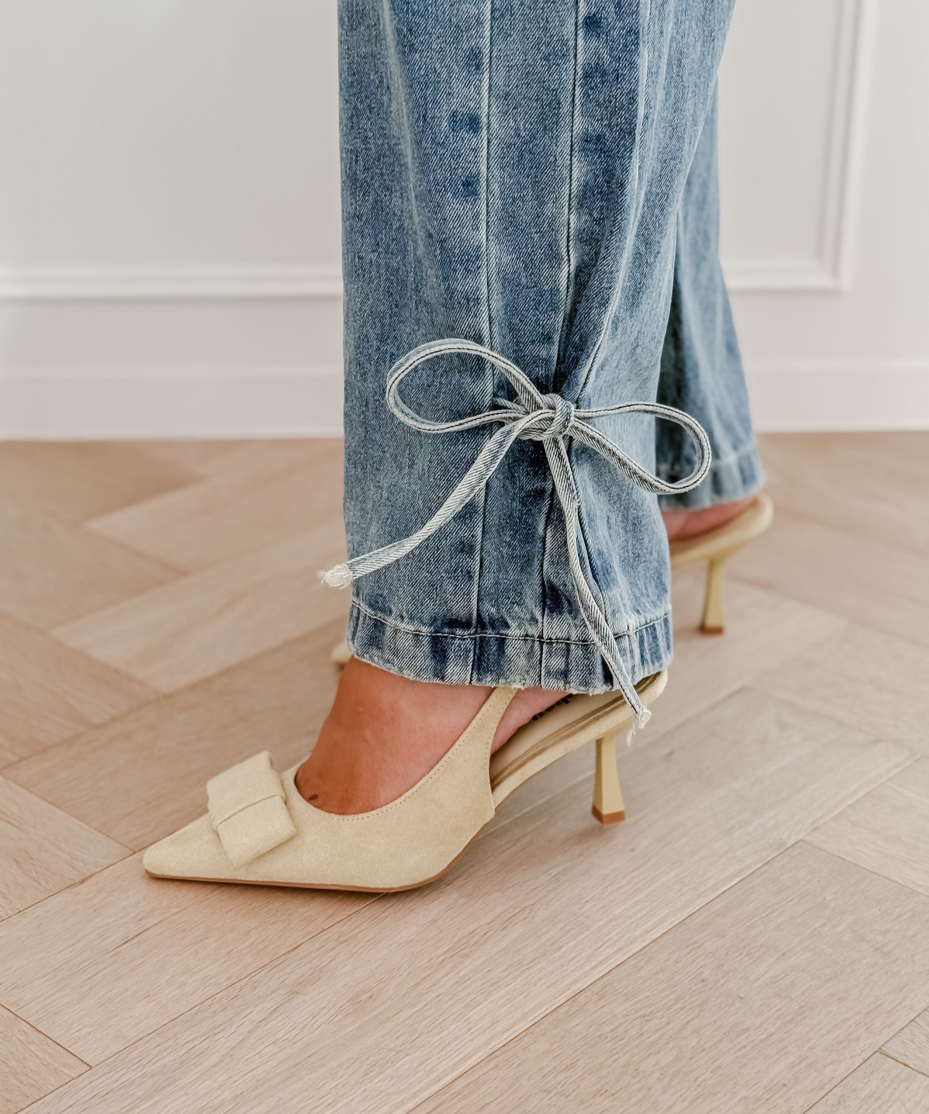 Blue Ankle Bow Jeans