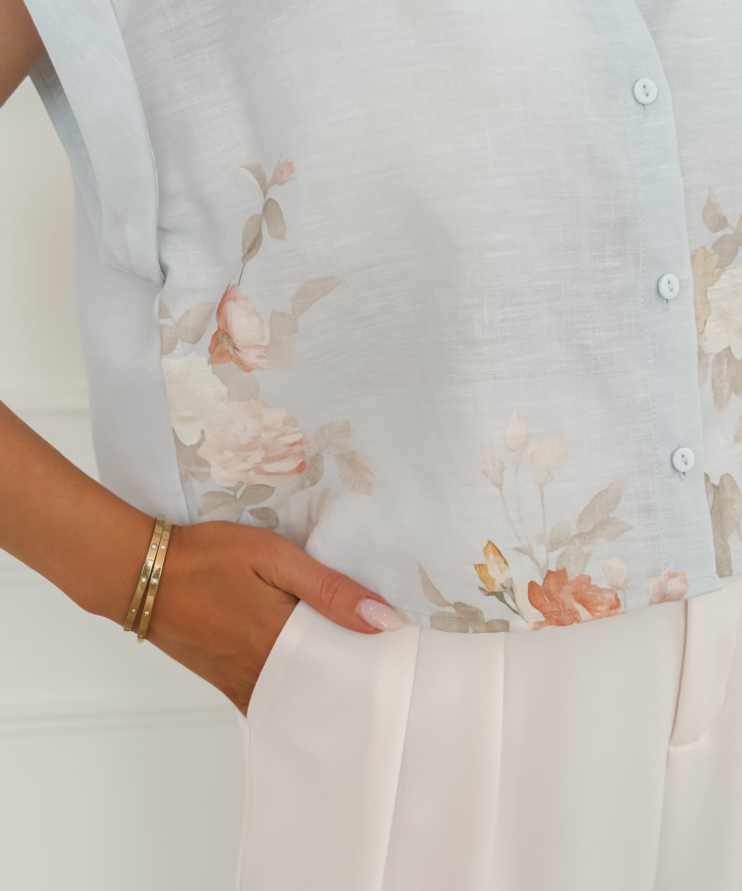Light Blue Short Sleeve Evita Blouse