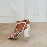 White Luciana Block Heels