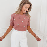 Old Pink Pearl Diamond Sweater