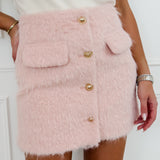 Bunny Pink Golden Button Skirt