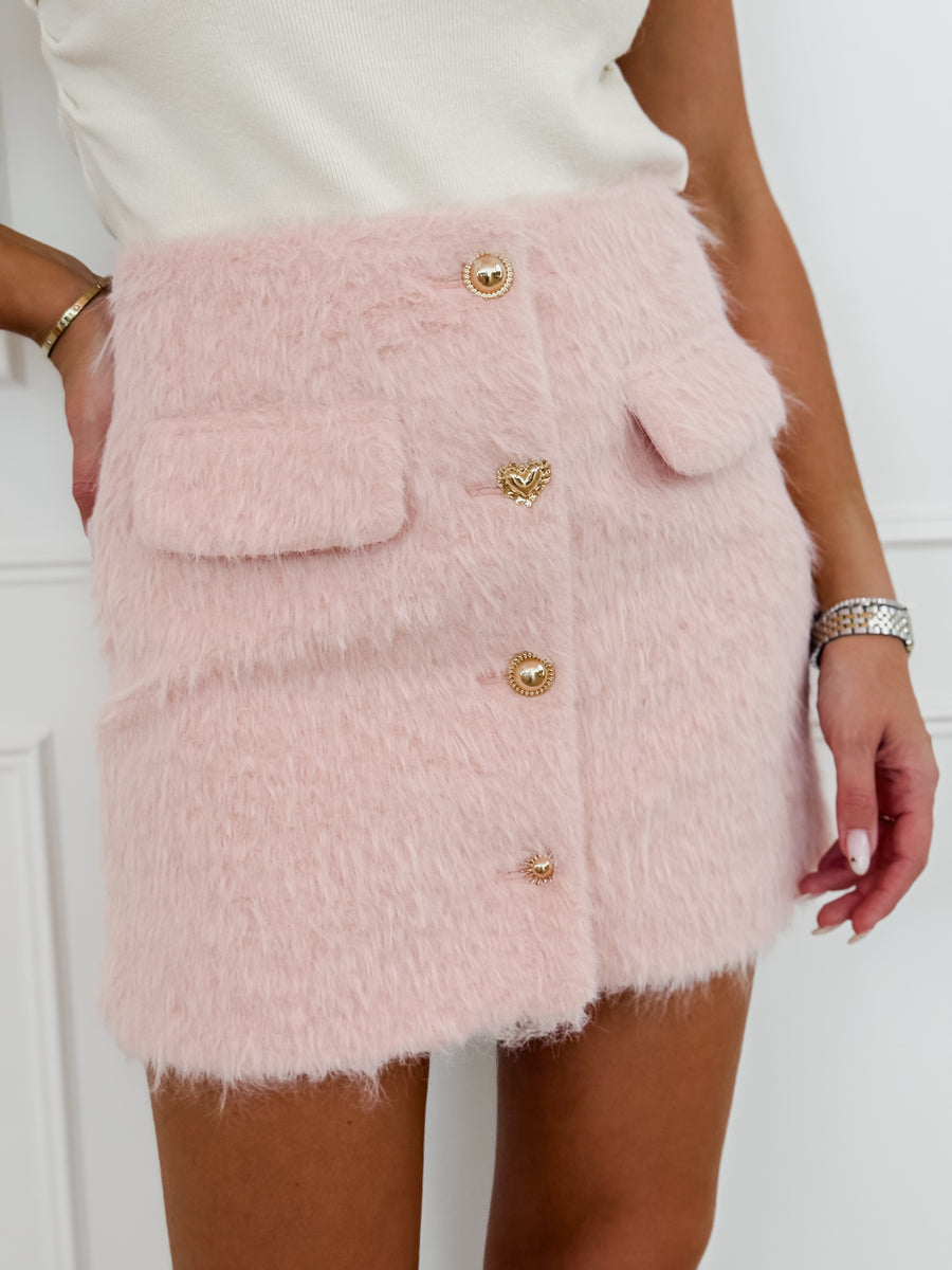 Bunny Pink Golden Button Skirt