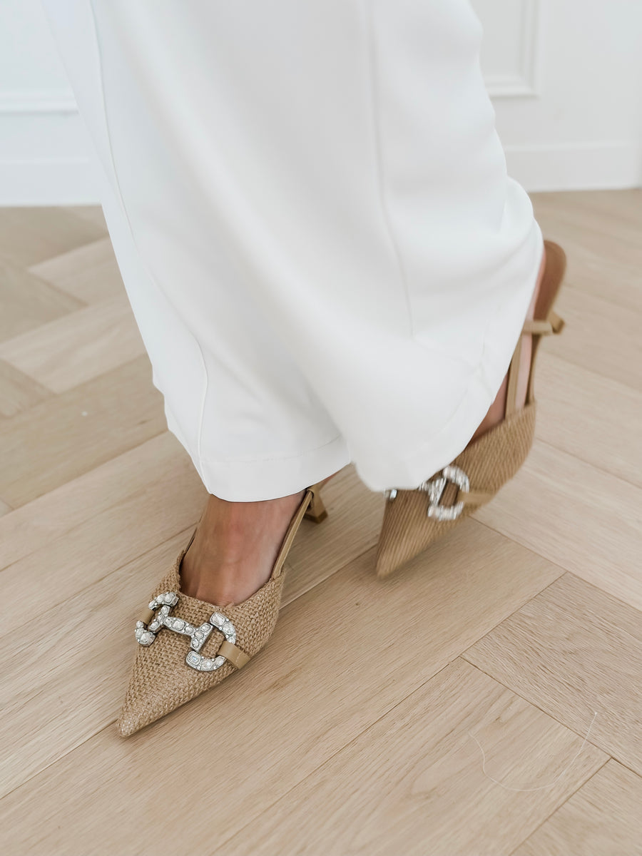 Beige Tweed Heels