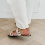 Taupe Two Buckle Slippers