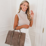 Dark Taupe Celeste Suede Bag