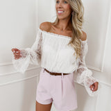 White Off Shoulder Lace Blouse