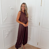 Burgundy Brown Satin Eledine Trouser