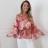 Pink Flowy Flower Blouse