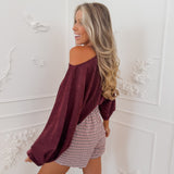 Burgundy Lysanne Long Sleeve Top