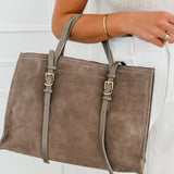 Dark Taupe Celeste Suede Bag