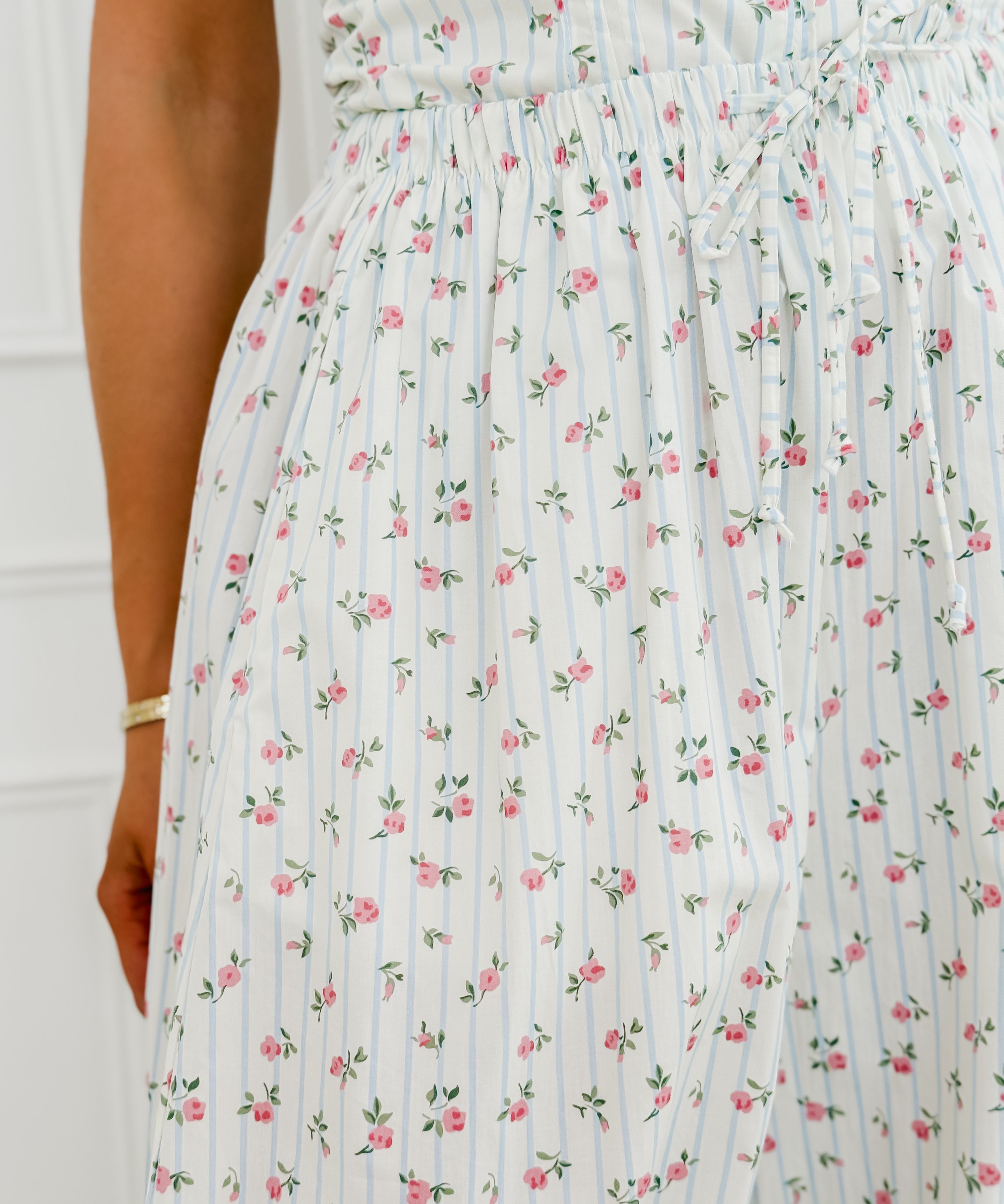 Cream Gracie Flower Striped Trouser