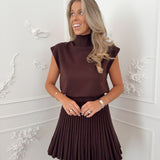 Brown Loulou Plissé Ensemble
