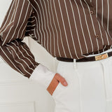 Brown Cream Marielle Striped Blouse