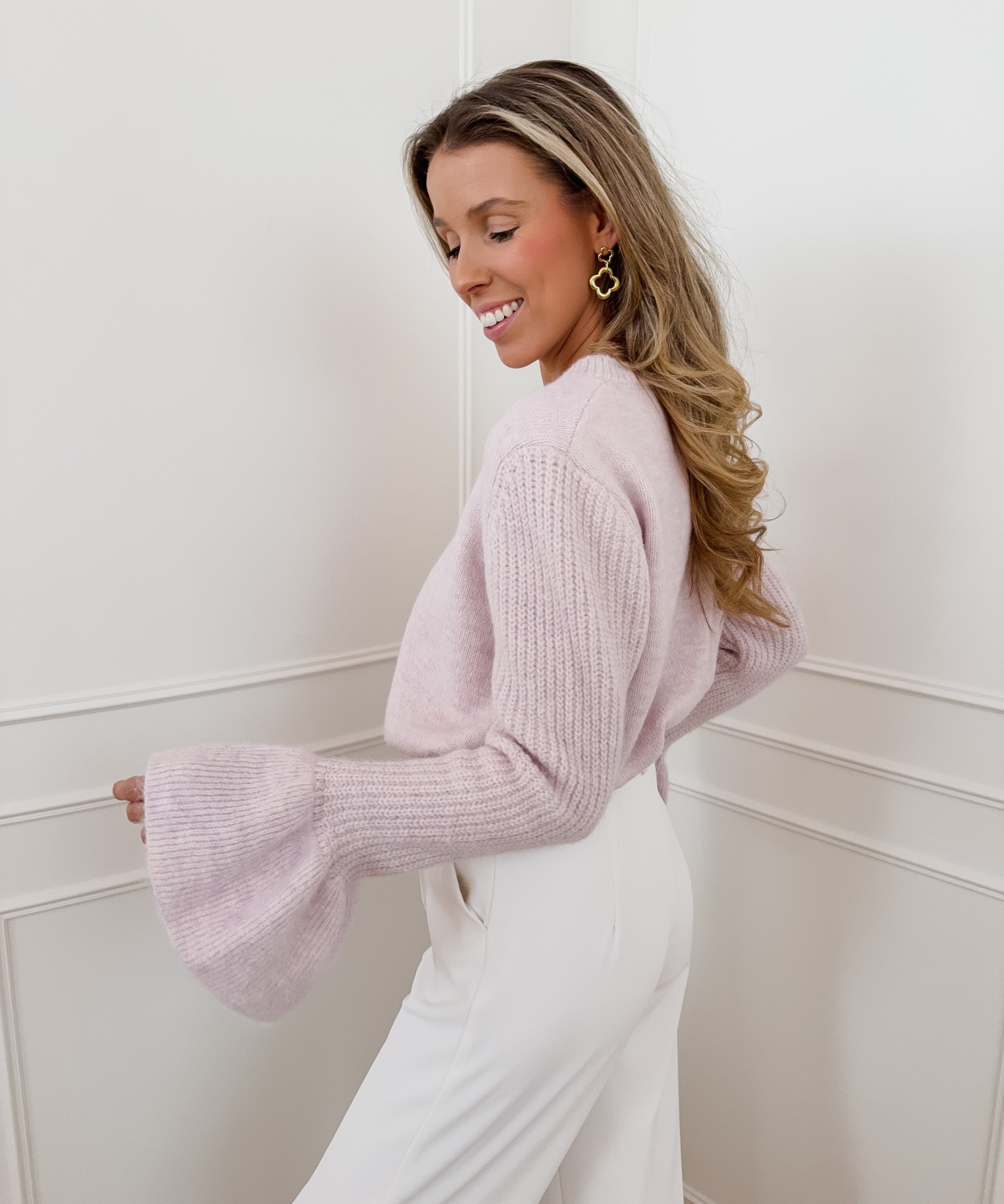 Lilac Lizette Pearl Button Cardigan