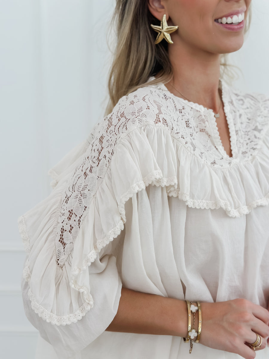 Vanille Oversized Lace Blouse