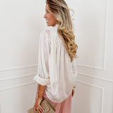 Ivory Satin Front Bow Blouse