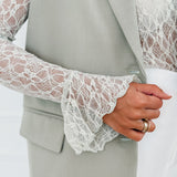 Sage Green Long Sleeve Lace Top