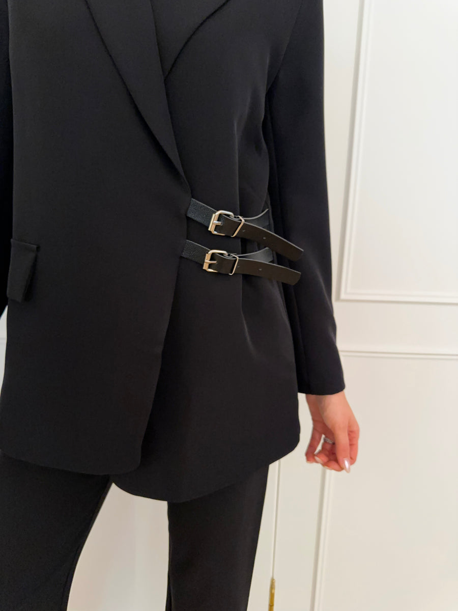 Black Double Belt Blazer