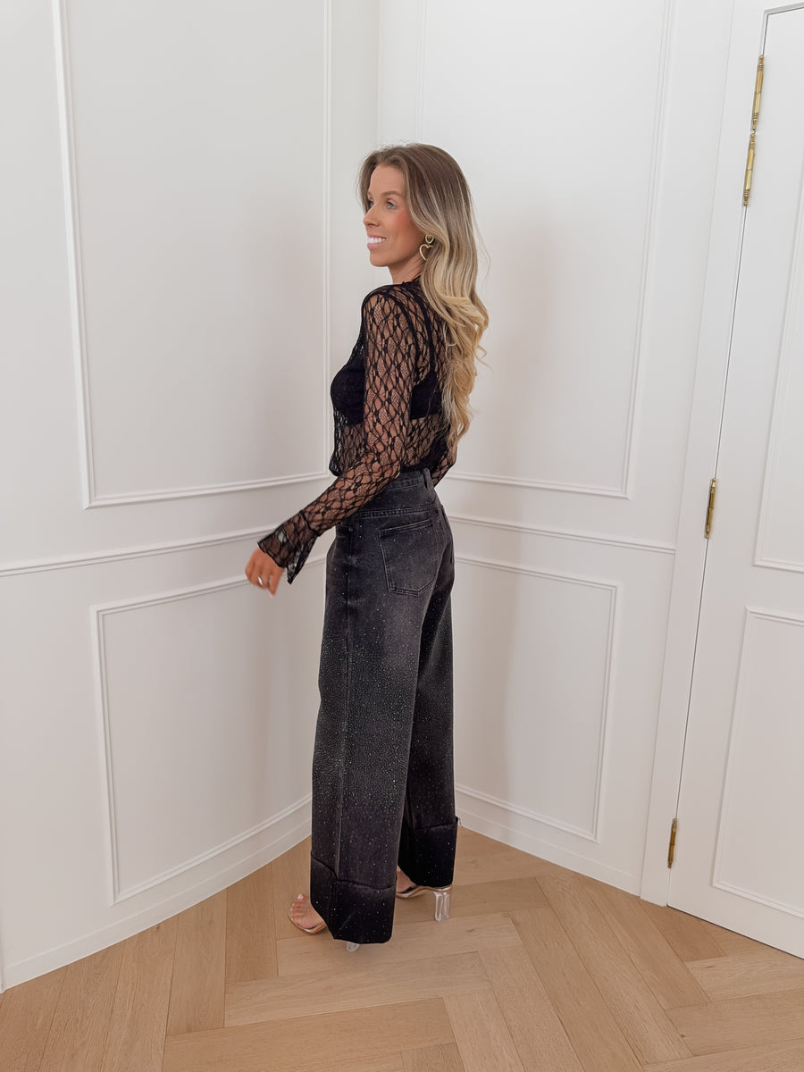 Black Long Sleeve Lace Top
