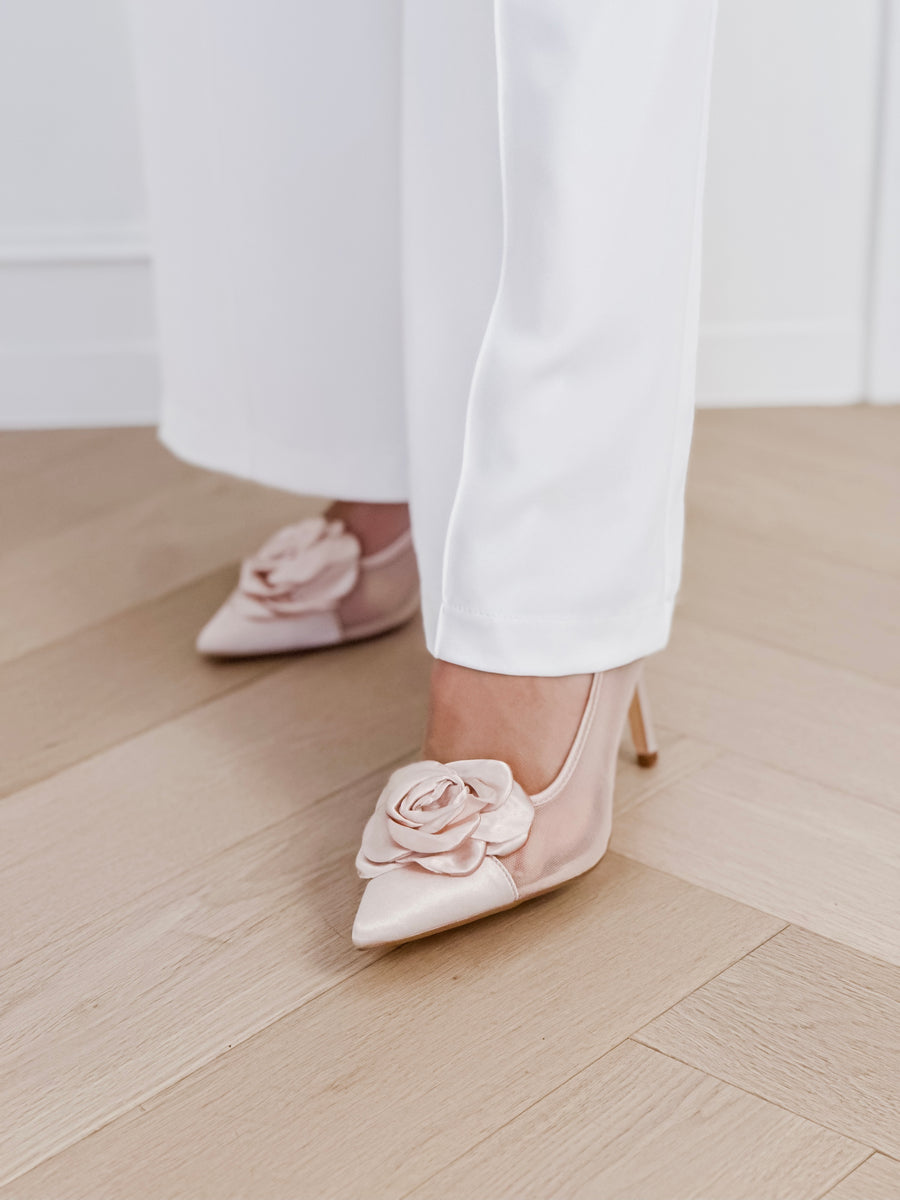 Powder Pink Flower Heels