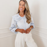 Blue Madellina Broderie Blouse