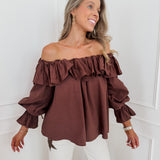 Brown Off Shoulder Franca Blouse
