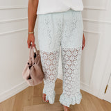 Turquoise Marceline Ruffle Lace Trouser