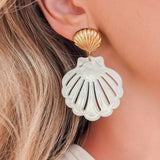 Shiny Mint Seashell  Earrings