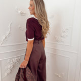 PRE ORDER Burgundy Cream Accent Karima T-Shirt