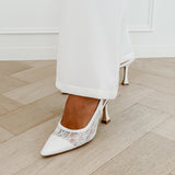 White Lace Farah Heels