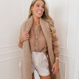 Camel Mohair Diamond Button Cardigan