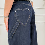 Dark Blue Morgan Heart Back Pocket Jeans