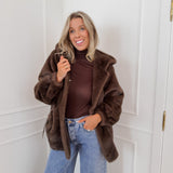 Dark Brown Gaelle Faux Fur Coat