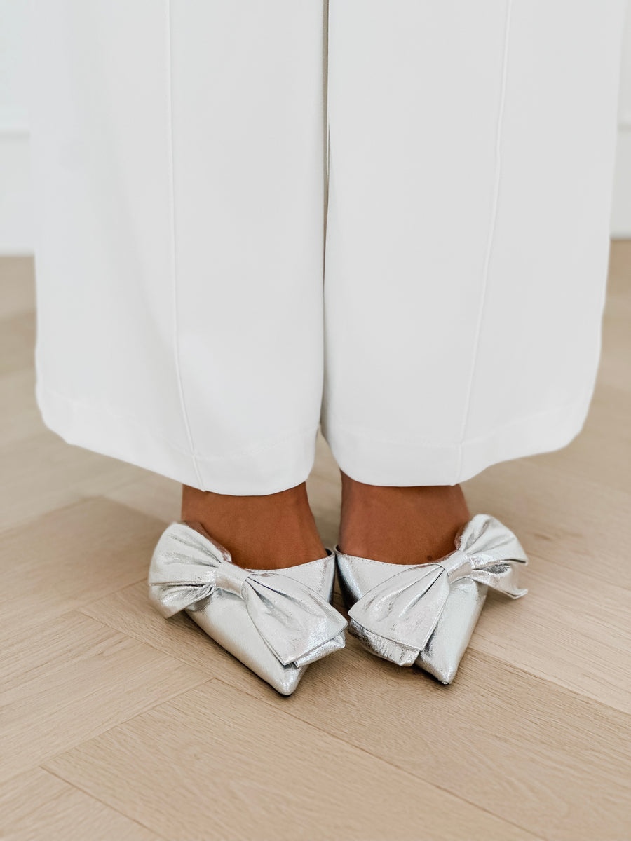 Silver Bow Heels